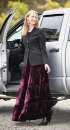 Emily in Red Wine color skirt